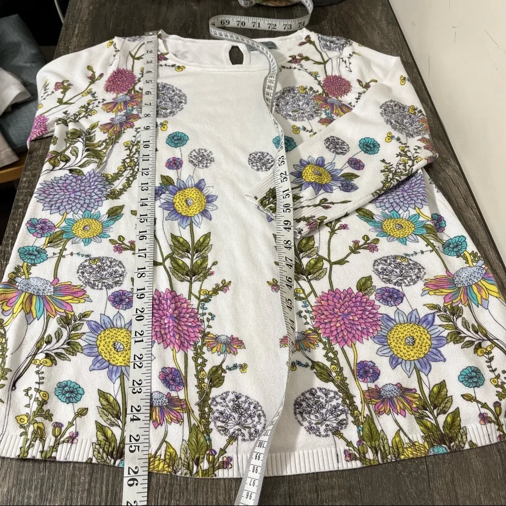 NWOT Joseph A. Floral Long Sleeve Lightweight Sweater, Size L - Picture 10 of 11